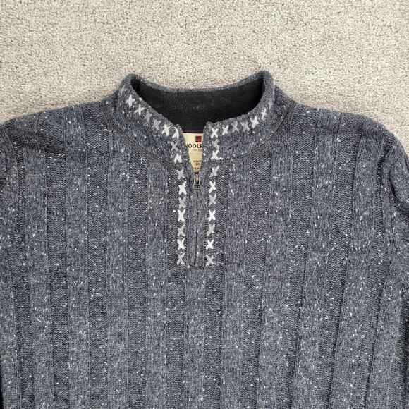 Woolrich Ribbed Onyx Heather Sweater Womens 2XL Gray Wool Blend 1/4 Zip Pullover - Picture 9 of 16